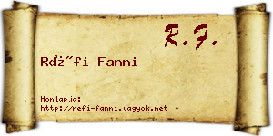 Réfi Fanni névjegykártya