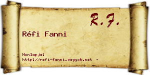 Réfi Fanni névjegykártya